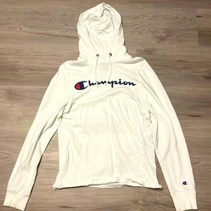 White Lightweight Champion Logo Hoodie | Mens Small